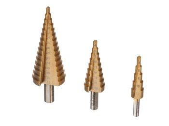 HSS pladeborsæt - 4-32mm trappebor (3 dele)