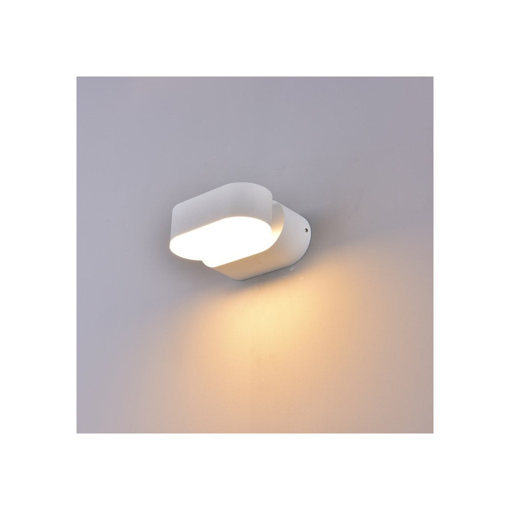 V-Tac 6W LED Hvid Væglampe - Oval, Roterbar 350 Grader, IP65 Udendørs, 230V, Inkl. Lyskilde