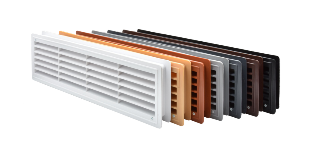 Dør/låge-ventilationsrist - 115x430mm, Sort