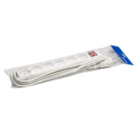 6-stikdåse m/3m ledning m/j hvid GN-pak