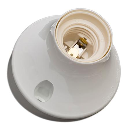 Vægfatning til E27 skrå -  hvid plast IP40