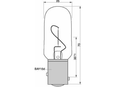 Lanterne pære - 220V / 25W, 18cd, Bay15 sokkel (Ø25x70mm)