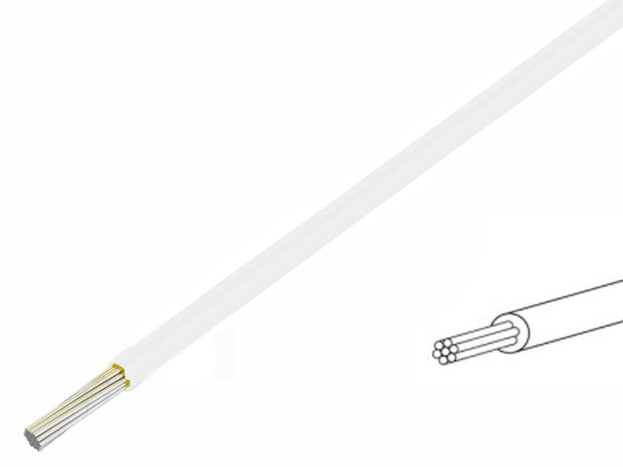 Silikoneledning - 1,5mm² trådet, 180°C Hvid (metervare)