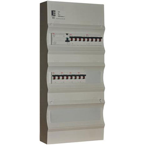 Færdigmonteret gruppetavle - HPFI - 2x16A 3P+N, 4x13A 1P+N - Grå