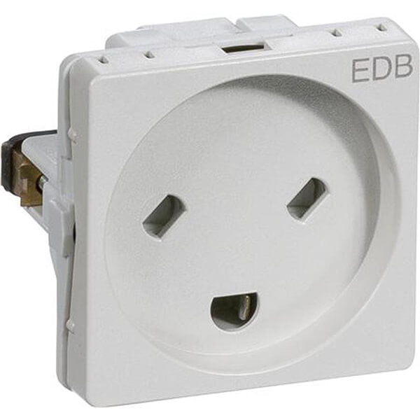 Stikkontakt EDB 1 modul 2-pol med jord lysegrå