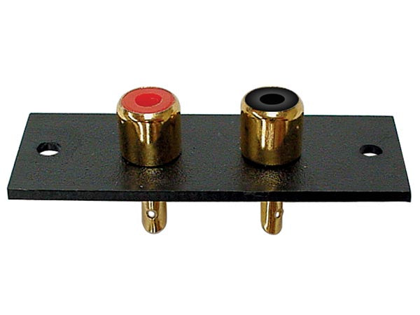 RCA(Phono) stikpanel - 2 x hun, Forgyldt (52x20mm)
