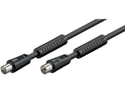 Antennekabel - COAX han/hun, RG59 støjfiltre, Sort (5m)