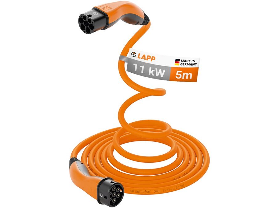 Type 2 HELIX Convenience EV ladekabel, 11kW, Orange (5m)