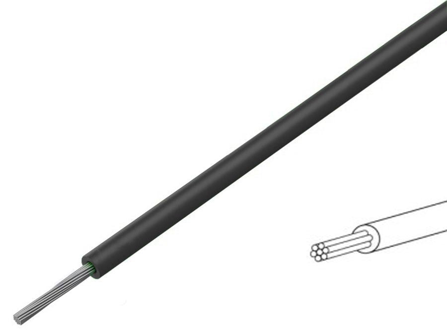 Silikoneledning - 0,5mm² trådet, 180°C Sort (metervare)