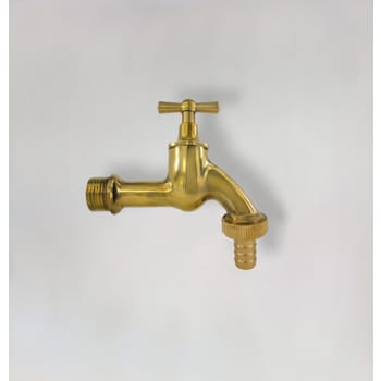 Aftapventil 3/4" messing, poleret med T-greb. L 91mm, H: 117mm