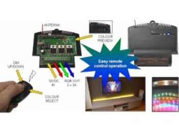 VM162 - RGB LED strip styring med RF fjernbetjening