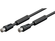 Antennekabel - COAX han/hun, RG59 støjfiltre, Sort (3,5m)