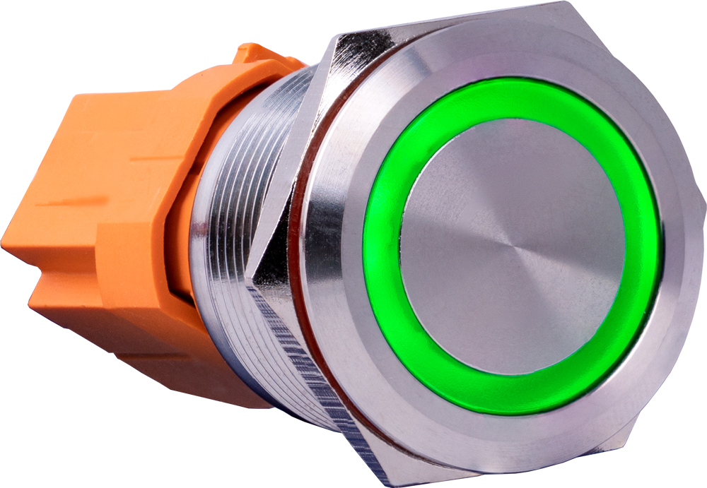 Trykkontakt - 1P ON-ON 3A/250V, GRØN LED