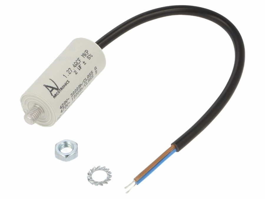 MOTOR kondensator - 2uF / 470V, M8 forskruning, Ledning