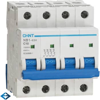 Automatsikring Chint NB1-63H, C 10A 3P+N, 10kA