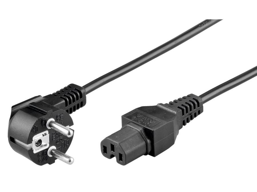 Strømkabel - CEE7/7 90° > C15 (høj-temperatur), Sort (2m)