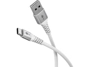 USB-A til USB-C Supersoft PD Tekstilkabel, 3A, Hvid (0,5m)