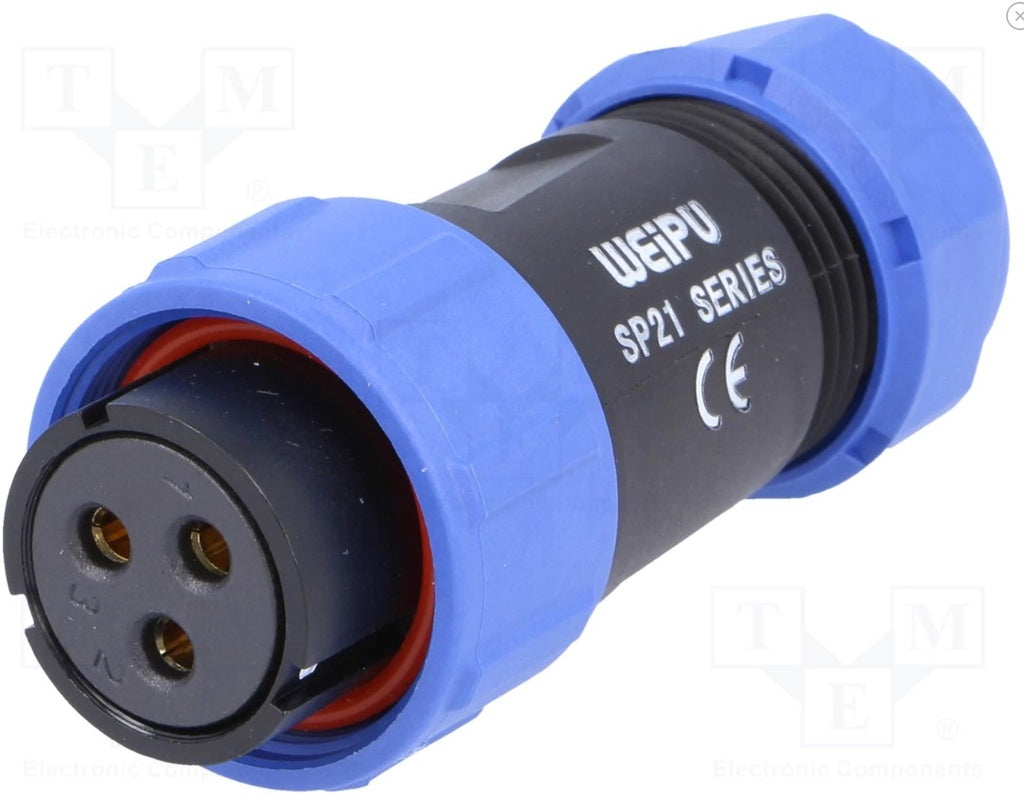 Rundstik, SP21 - 3P hun, indv. gevind, Ø7-12mm, 30A (IP68)