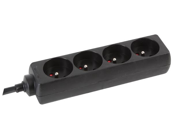 Stikdåse - 4 x PinEarth, Sort m. krympeflex (5m)