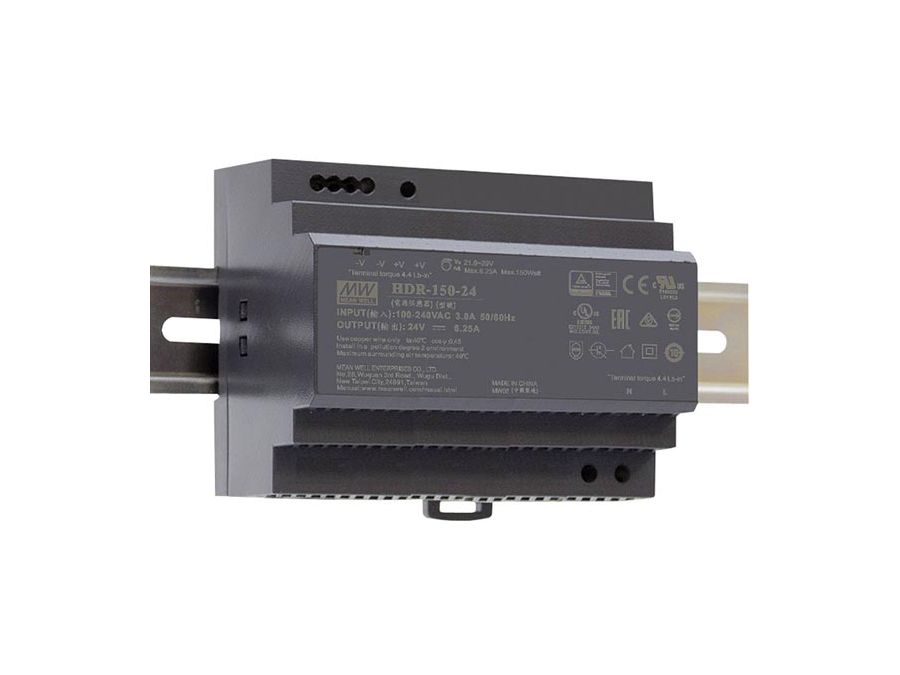 DIN-skinne strømforsyning - 24VDC 150W (6,25A)