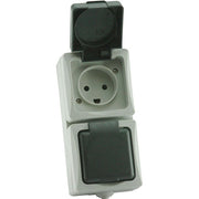 Udvendig dobbelt stikkontakt u/ afbryder