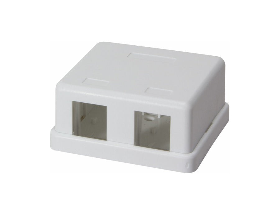 Keystone tilslutningsboks til vægmontage - 2 porte, Hvid