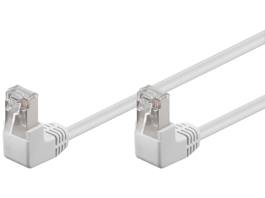 FTP netværkskabel - 2xRJ45, 2x90° CAT5e, Hvid (2m)
