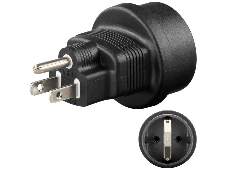 Rejseadapter - CEE7/3 (EU) hun til USA/japan han, Sort