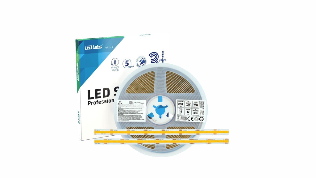 COB LED strip (IP20) 12V 10W/m. 8mm, Varm Hvid (5m)