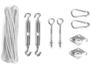 Monteringsæt til solsejl/tørresnor - Bardunstrammer mm. (5m)