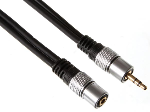 Audioforlængerkabel - 3,5mm stereo JACK han/hun (2,5m)