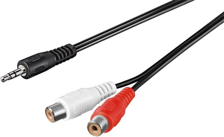 Audiokabel - 3,5mm st. JACK han til 2x RCA(phono) hun (1,5m)