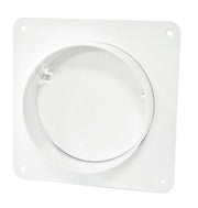 Vægtilslutning f. Ø100mm vent.rør, flange og ventil, Hvid