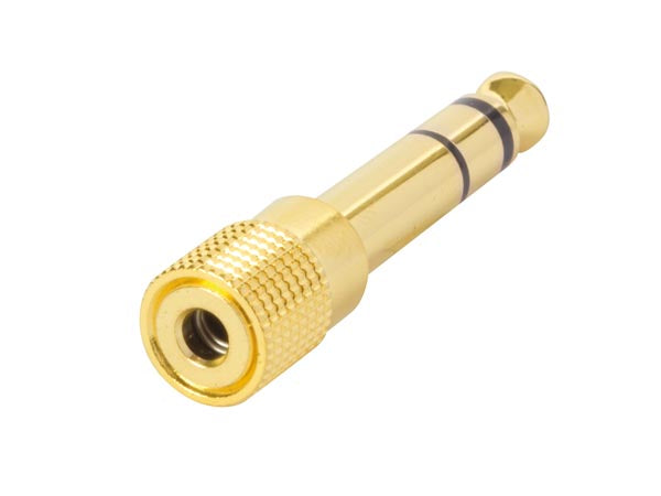 6,35mm stereo JACK han til 3,5mm stereo JACK hun, forgyldt