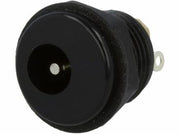 DC fatning - 5,5 x 2,1mm, til kabinet, loddeflige, bagmøtrik