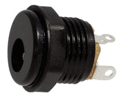 DC fatning - 5,5 x 2,5mm, til kabinet, loddeflige, bagmøtrik