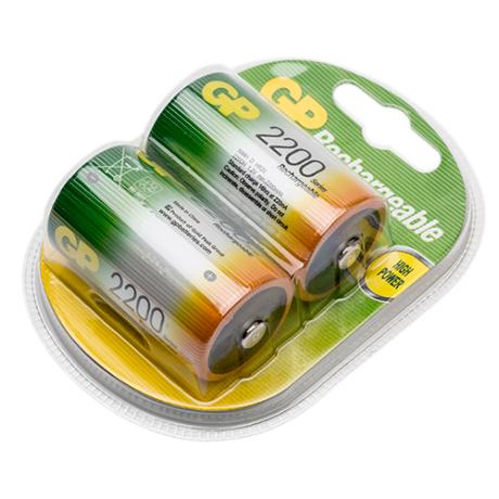 GP Genopladelig D batt. 2200mAh 2 stk.