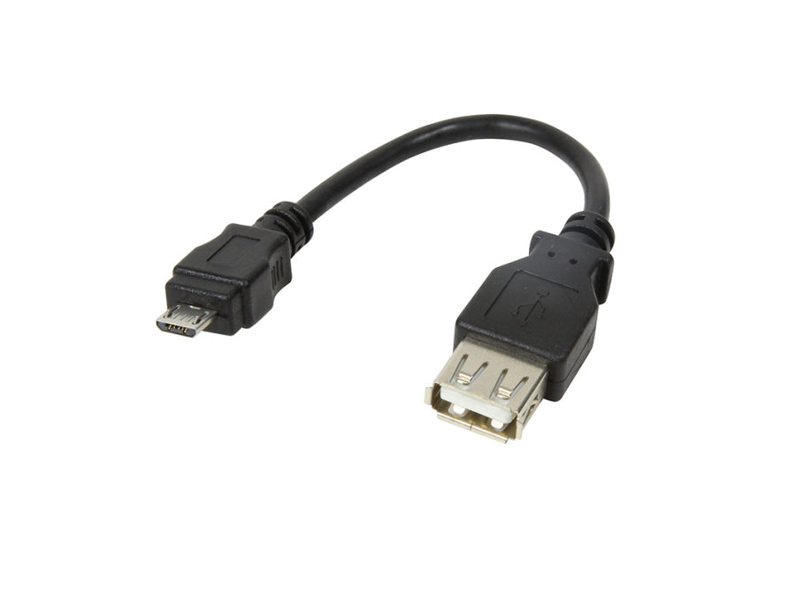 USB 2.0 adapterkabel - A hun til Micro B han, Sort (8cm)
