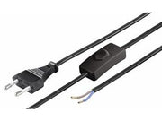 Strømkabel - Euro han til løs ende, m. kontakt, Sort (1,5m)