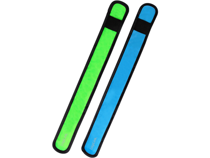 Refleksbånd m. LED lys - Grøn og blå (2 stk.)