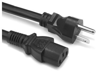 Strømkabel - US han > C13 (3pol hun), Sort (1,5m)