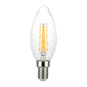 4W Kertepære E14 - LED Twisted, Filament Pære, 3000K, Dæmpbar - 400lm - RA80