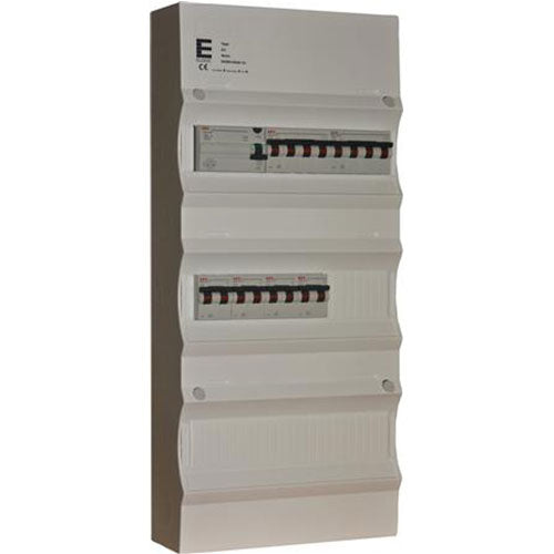 Færdigmonteret gruppetavle - HPFI - 1x16A 3P+N, 1x13A 3P+N, 4x13A 1P+N - Hvid