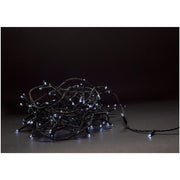 5 meter lang hvid LED julelyskæde - 50 LED, IP44 udendørs, IR fjernbetjening, timer, batteridrevet