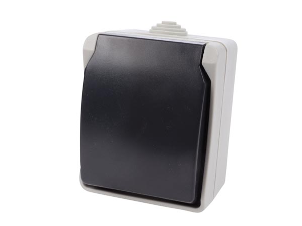 Udendørs væg-strømstikdåse - 1 x CEE7/3 udtag (IP44)