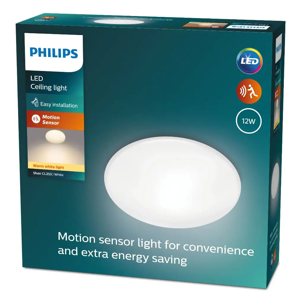 PHILIPS Shan Loftslampe LED 12W 2700K Bevægelsessensor