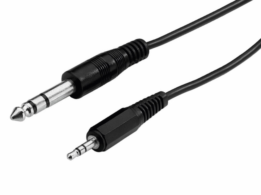 Audiokabel - 3,5mm st. JACK han til 6,3mm st. JACK han (2m)