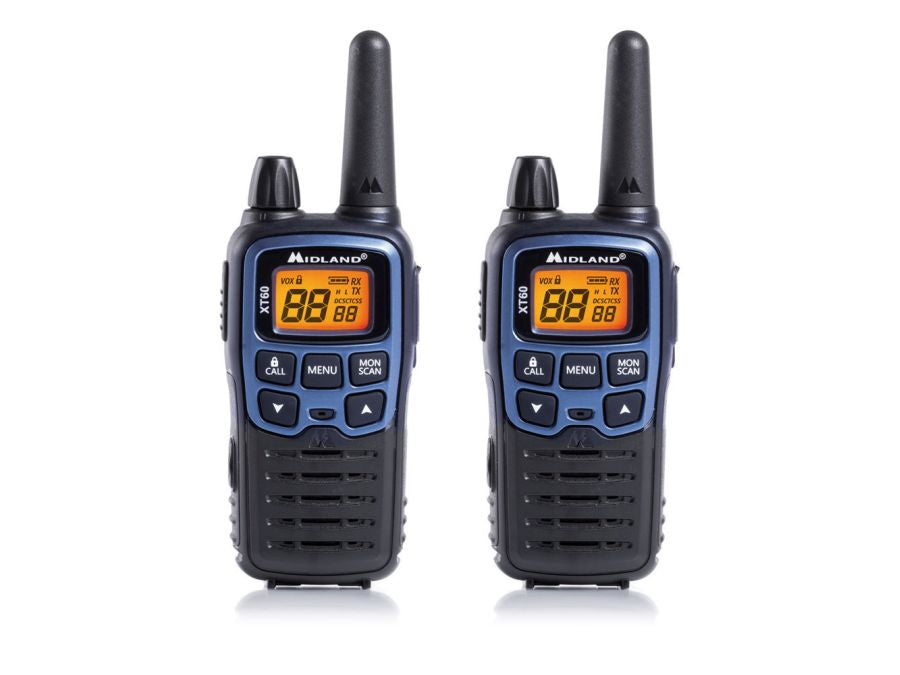 XT60 PMR446 radio m. Bordlader +Bat.+USB kab.+Clip (2 pak)