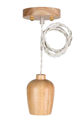 Pendel m. E27 sokkel - TRÆ, Snoet stofledn. (1,5m)