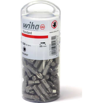 Wiha bits 25 mm, 1/4", TORX® T20, 100 stk. i boks
